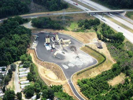 Sharpe Bros., a division of Vecellio & Grogan, operates three asphalt plants in the Greensboro, NC, area, including this recently built facility near US-421 and I-85. (Photo by John Riley, Jr.)