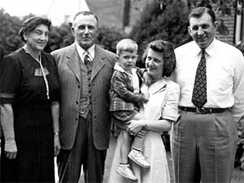 Three generations of the Vecellio family, Sept. 1949: grandparents Anna and Enrico Vecellio on the left, parents Evelyn and Leo Vecellio, Sr., on the right, with Leo Vecellio, Jr., in the middle.