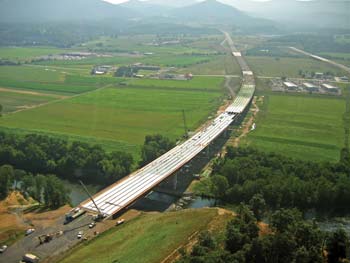 Progress is coming along well on V&G's Corridor H bridge job in Handy County, W. Va.