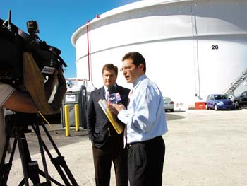 Christopher Vecellio gives an interview to TV News Anchorman Jon Shainman of WPBF.Christopher Vecellio gives an interview to TV News Anchorman Jon Shainman of WPBF.