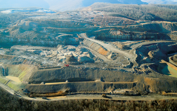 aerial view of a quarry